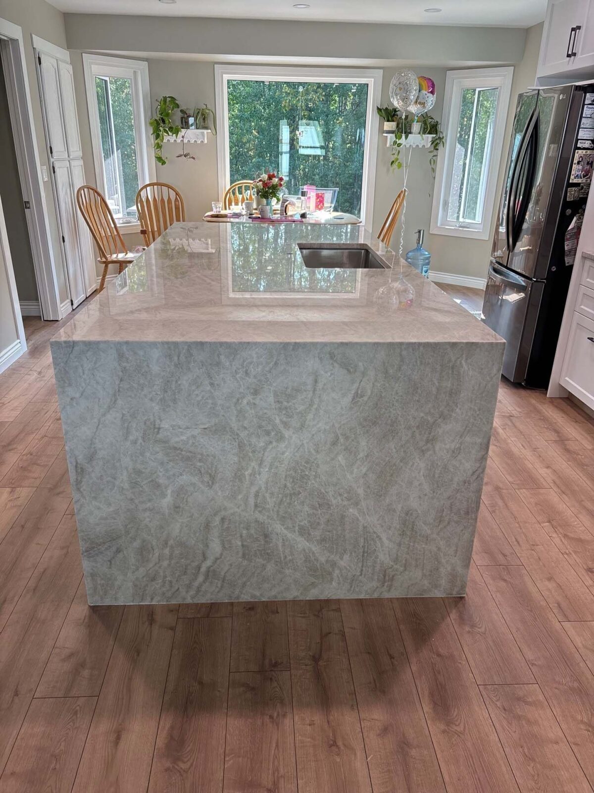 Hawthorn kitchen island with custom cabinetry