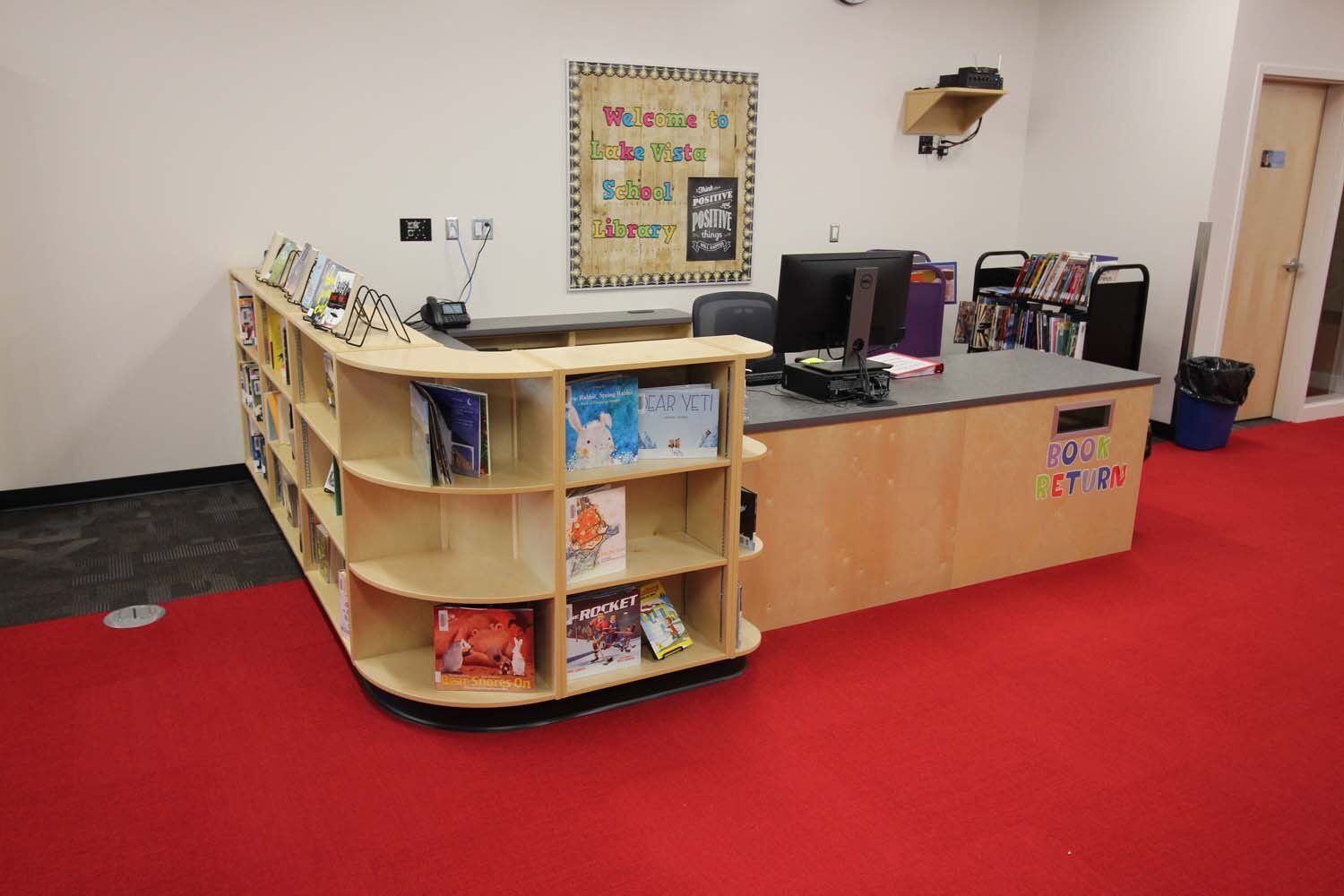 Lake Vista School library millwork by Evoke Millwork