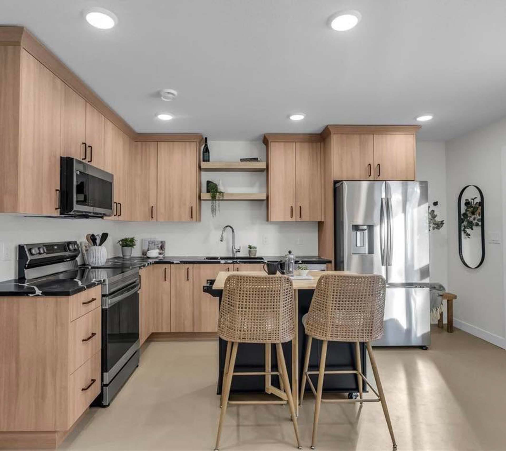 Cared-for custom kitchen in wood and white